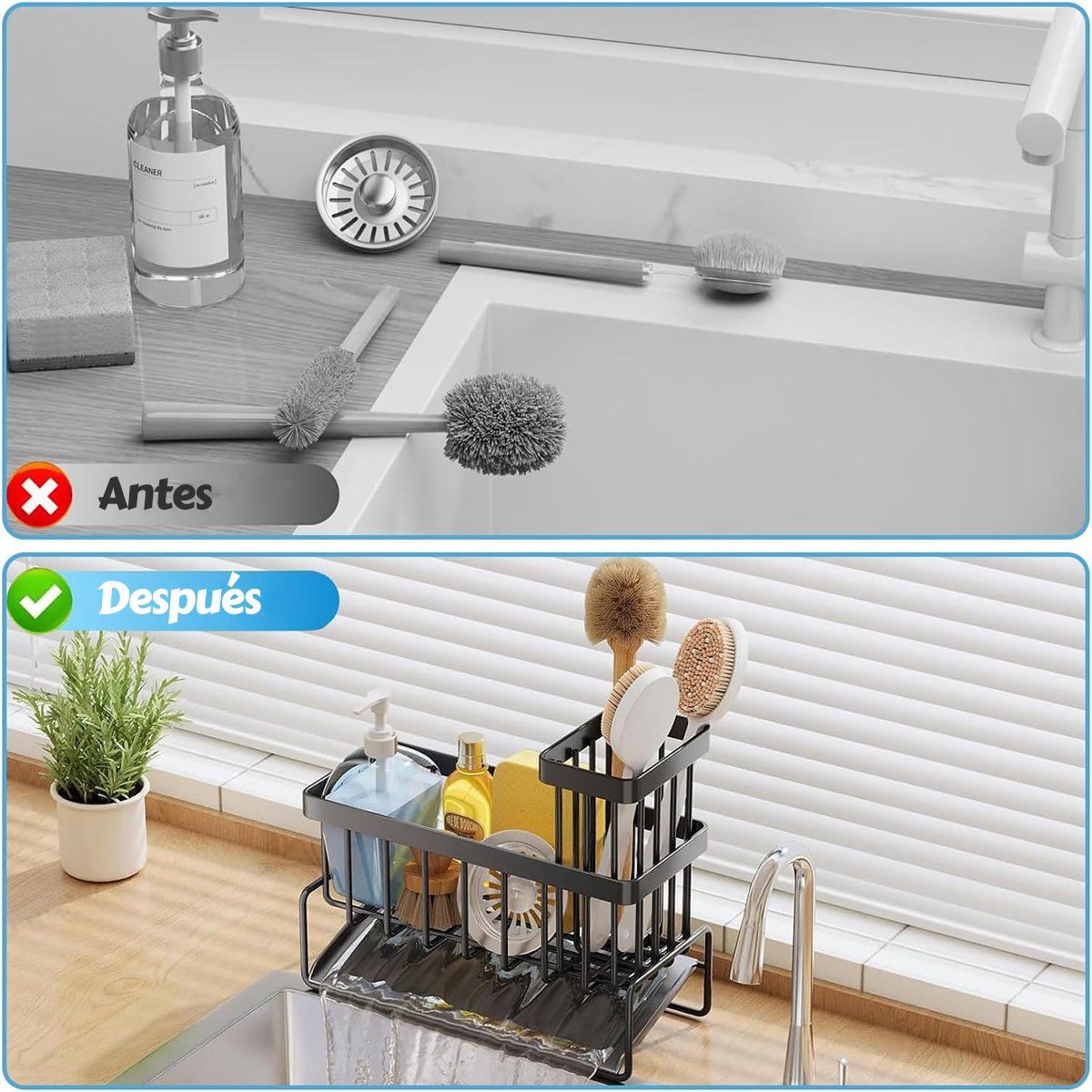 GENERICO - Portaesponjas Para Fregadero De Cocina Con Tubo Para Palillo