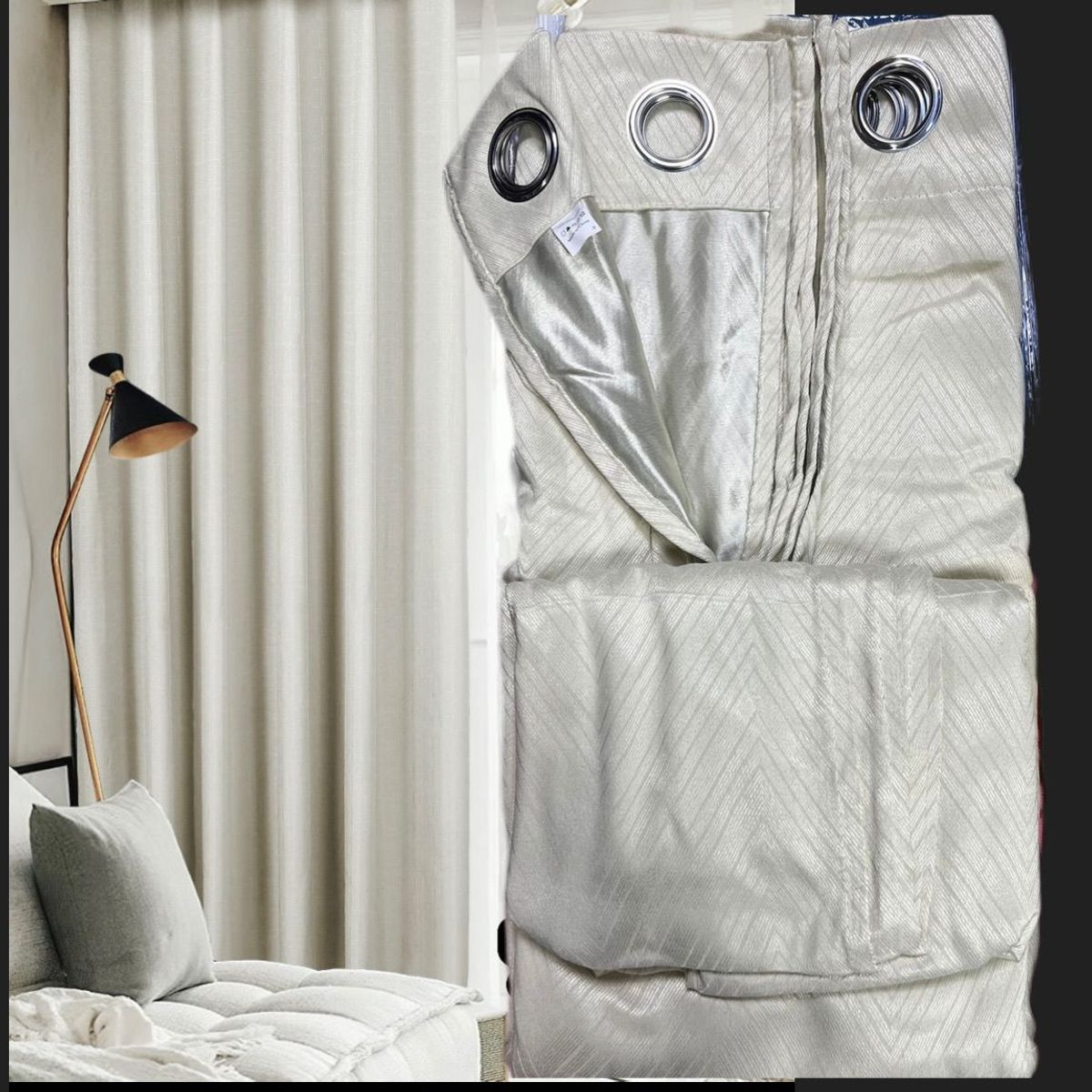 GENERICO - CORTINA 2 PAÑOS CON RELIEVE 140X230  BEIGE