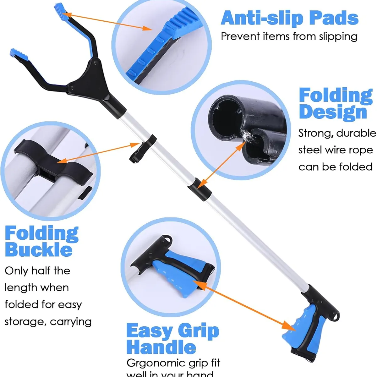 KUANGYE - Bastón Con Pinza En Extremo Para Recoger Elementos Plegable