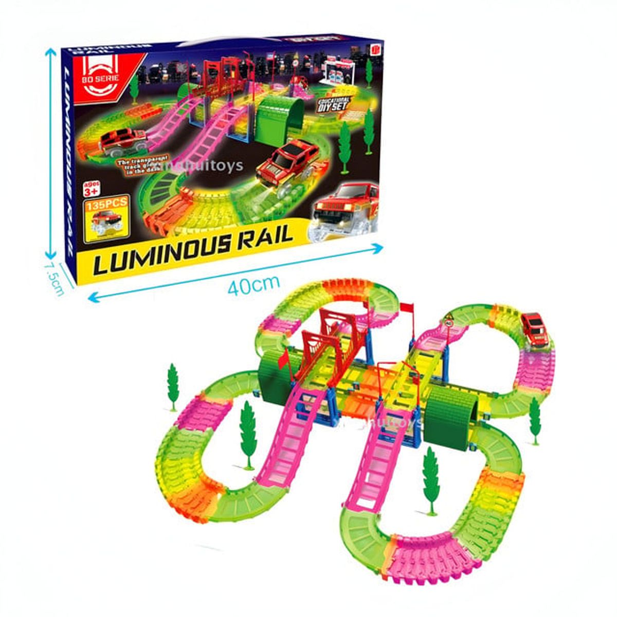 GENERICO - Pista riel de Carrera luminoso grande 135pc