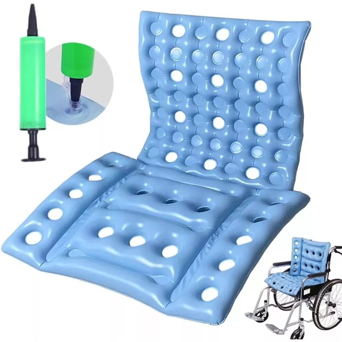 KUANGYE - Cojín Antiescaras Ortopédico Inflable Celda De Aire + Bombín