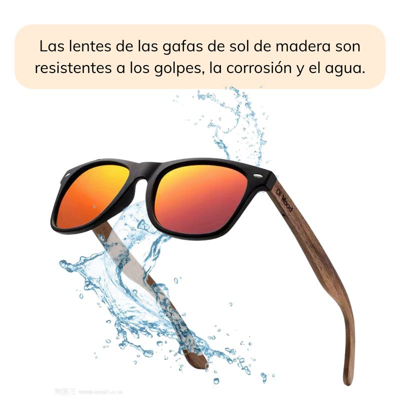 GENERICO - Lentes Sol Anteojos Polarizados Gafas Madera Oi Wood 8004 Rojo