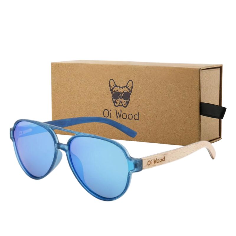 GENERICO - Lentes Sol Anteojos Polarizados Gafas Madera Oi Wood 9005 Azul
