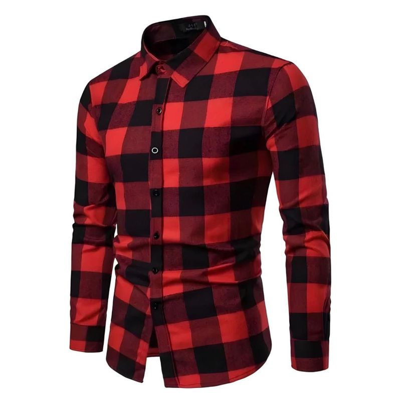 XPRESS RECHARGE - Camisas a cuadros mangas largas de 100% algodon de alta calidad