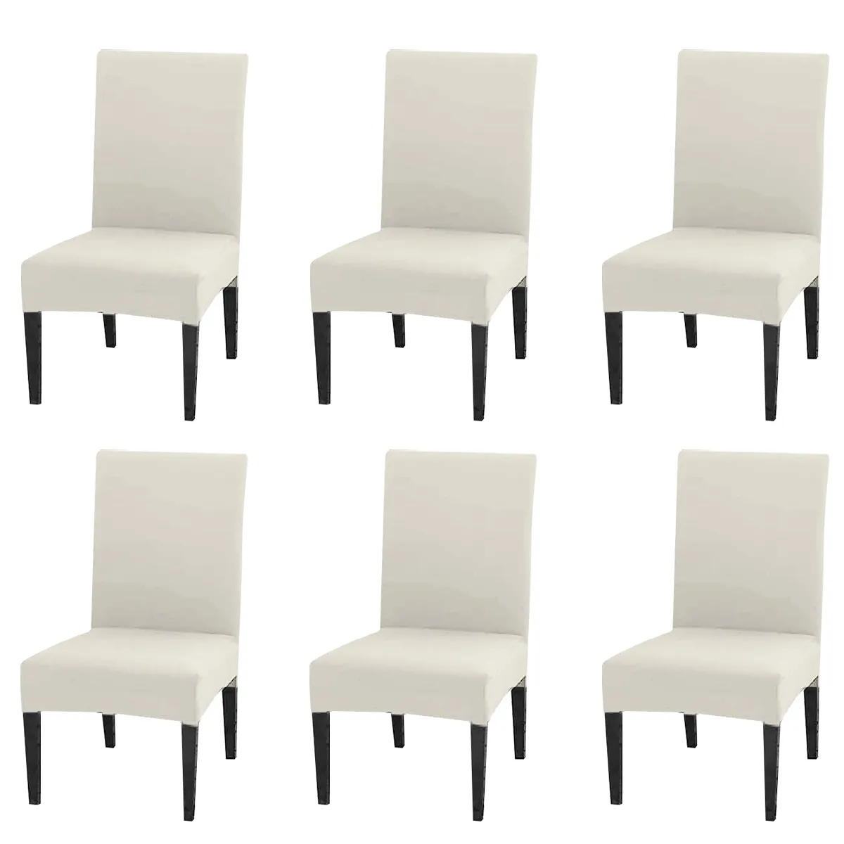 SUPERCENTER - Pack 6 Fundas Cubre Premium Comedor Asientos Tela Gruesa Crema