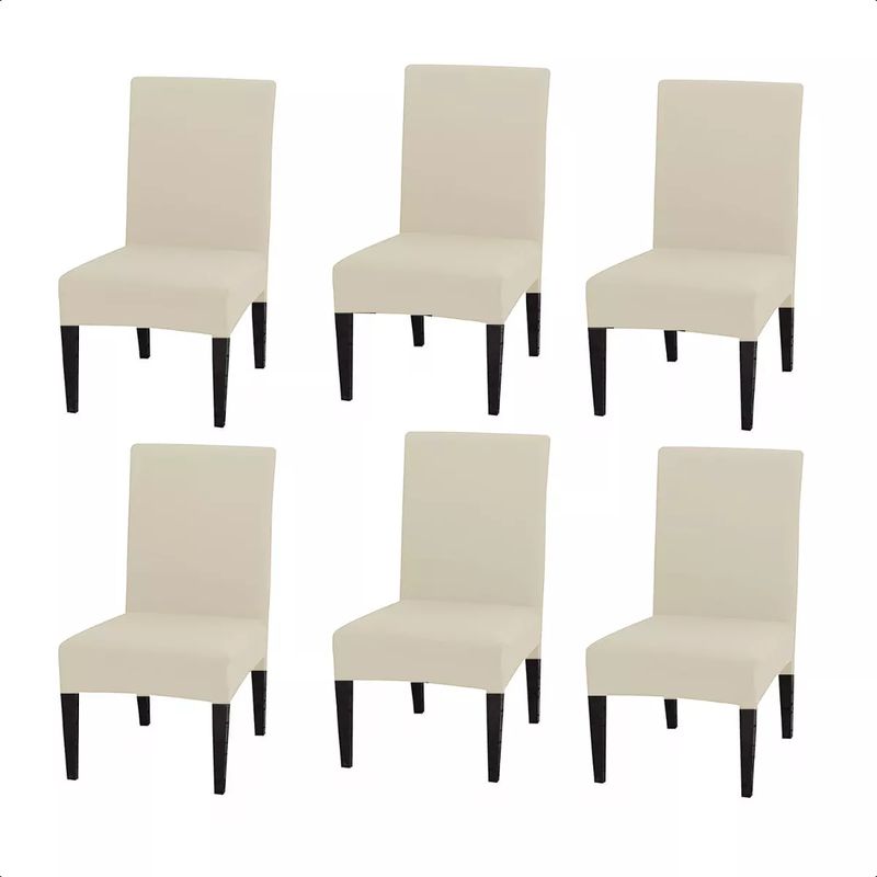 SUPERCENTER - Pack 6 Fundas Cubre Premium Comedor Asientos Tela Gruesa Crema