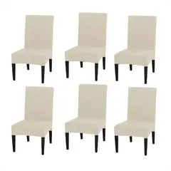 SUPERCENTER - Pack 6 Fundas Cubre Premium Comedor Asientos Tela Gruesa Crema