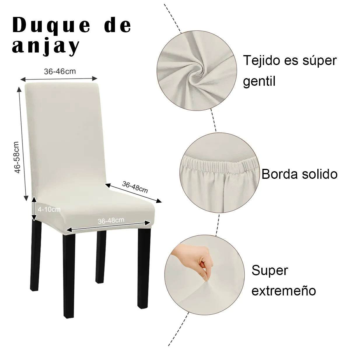 SUPERCENTER - Pack 6 Fundas Cubre Premium Comedor Asientos Tela Gruesa Crema