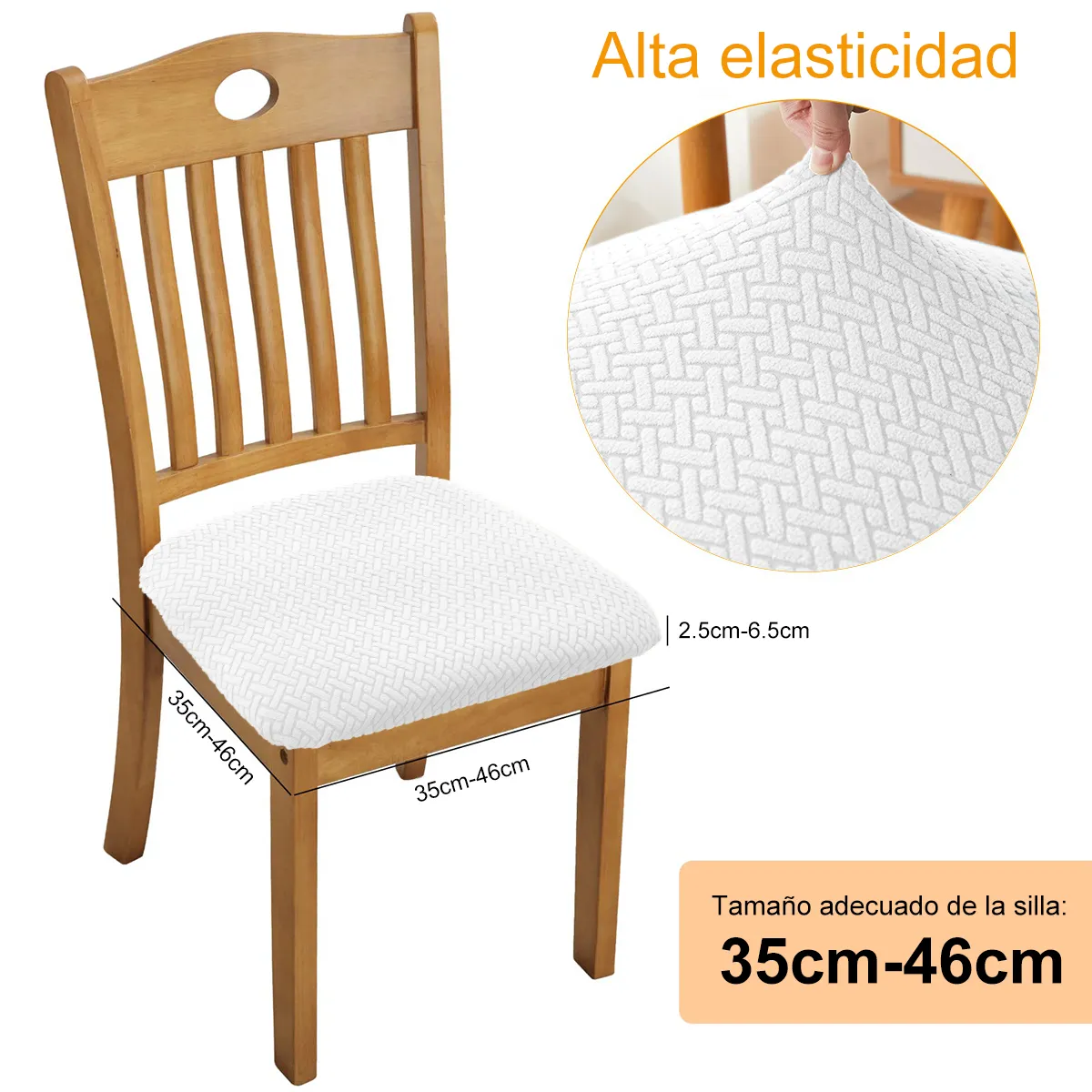 SUPERCENTER - Set 6 Funda Protectora Asiento Elástica Para Silla Comedor Crudo