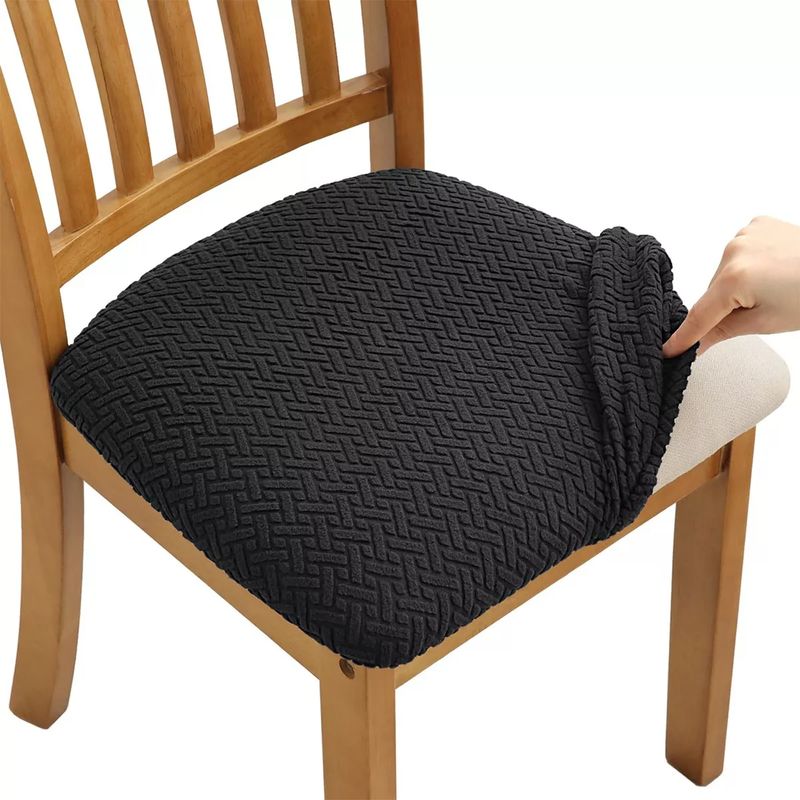 SUPERCENTER - Set 6 Funda Protectora Asiento Elástica Para Silla Comedor Negro