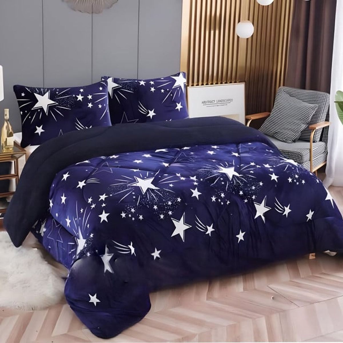 GENERICO - COBERTOR DE INVIERNO CHIPORRO AZUL PLAZA Y MEDIA 200X230 CM