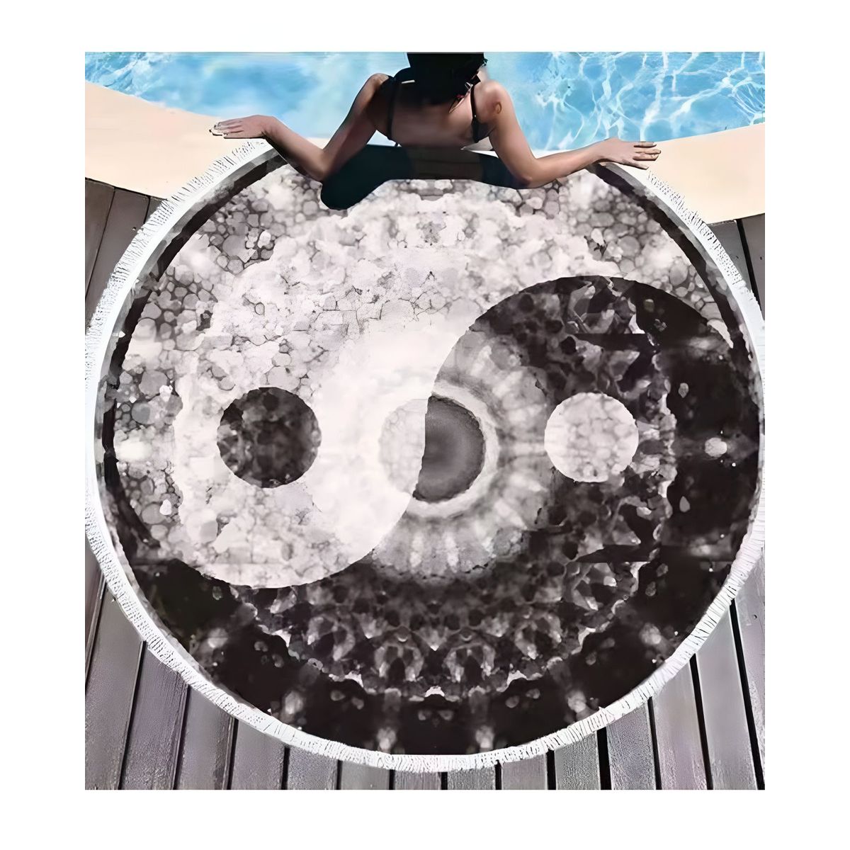 GENERICO - Toalla Manta redonda playera con diseño yin yang