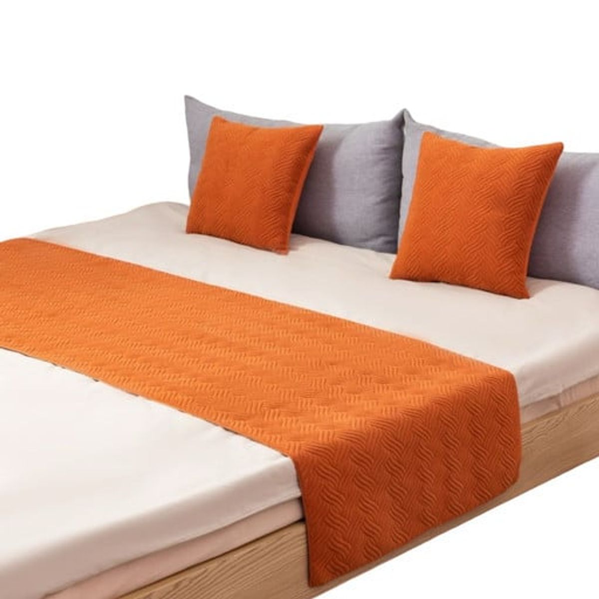 GENERICO - JUEGO DE PIECERA DE CAMA MAS 2 COJIN CON FUNDAS MODELO PLUSH NARANJA