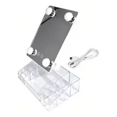 GENERICO - Organizador De Joyas Con Espejo Rectangular Y Luz Led