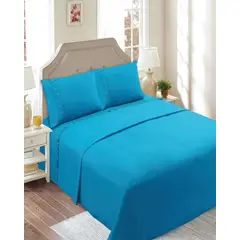 GENERICO - JUEGO DE SABANAS 2 PLAZA CELESTE 144 HILOS