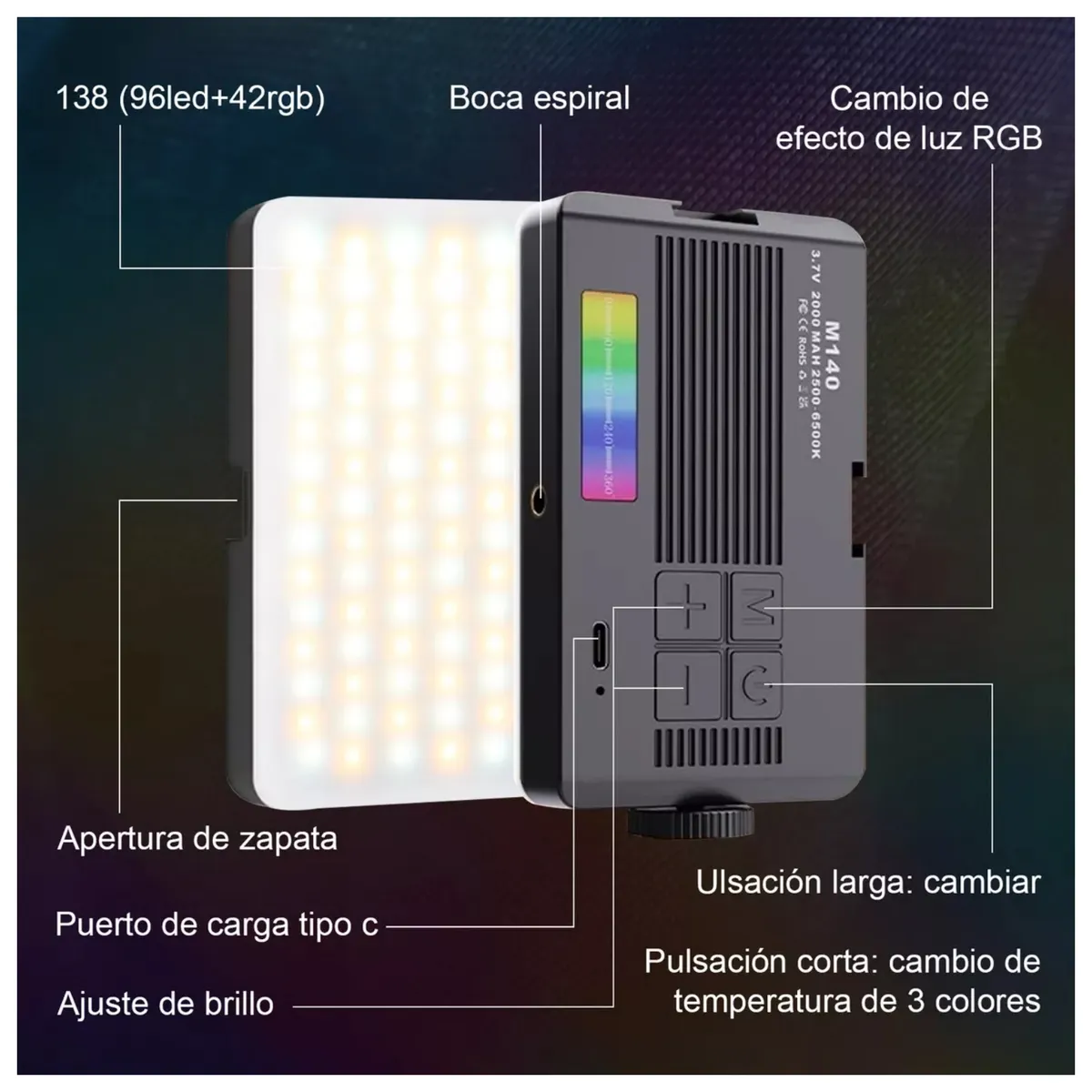 AZULAMAR - Selfie Luz De Video Led Rgb Para Cámara Celular Luz - 10w