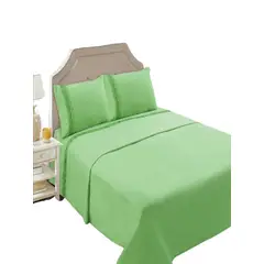 GENERICO - JUEGO DE SABANAS 144 HILOS PLAZA Y MEDIA VERDE