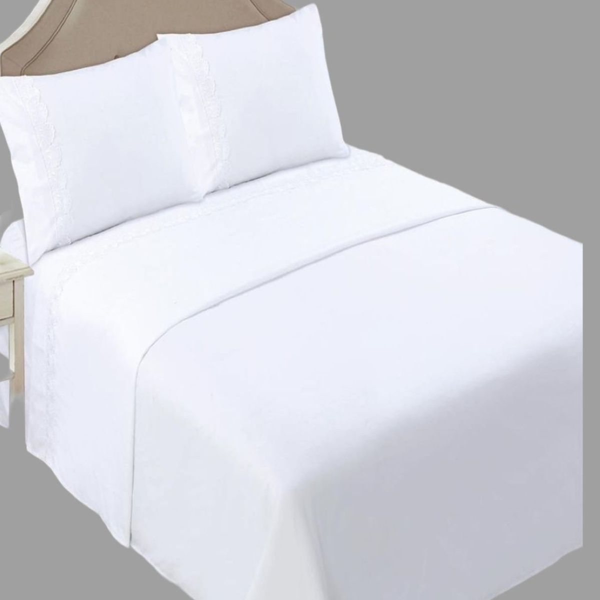 GENERICO - JUEGO DE SABANAS 144 HILOS KING BLANCO