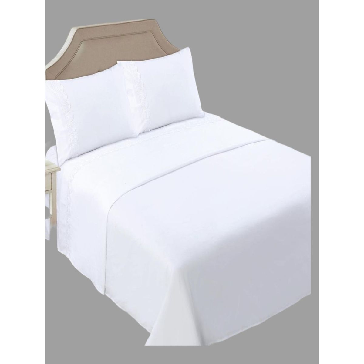 GENERICO - JUEGO DE SABANAS 144 HILOS KING BLANCO