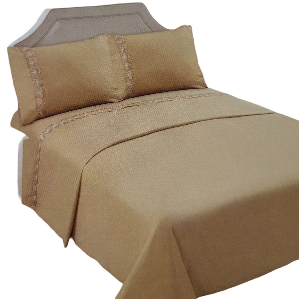 GENERICO - JUEGO DE SABANAS 144 HILOS KING BEIGE