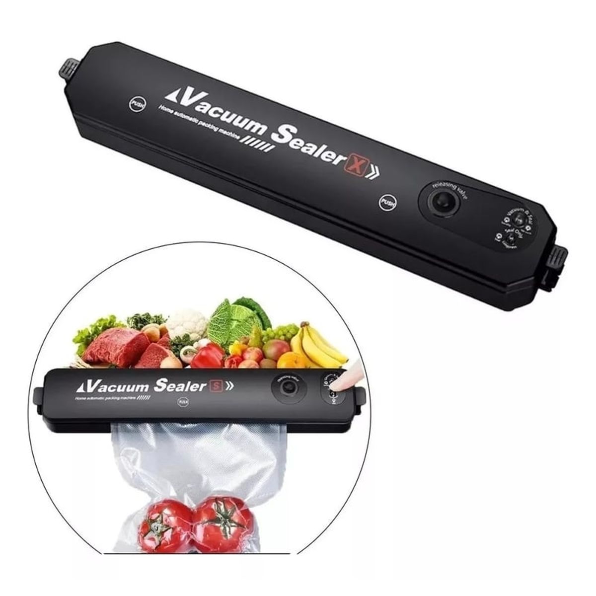 GENERICO - Maquina Selladora Al Vacío Alimentos Sellador + 5 Bolsas