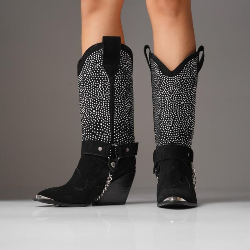 ANNY OUTFITS - Bota Gamuza con Cristales Guns