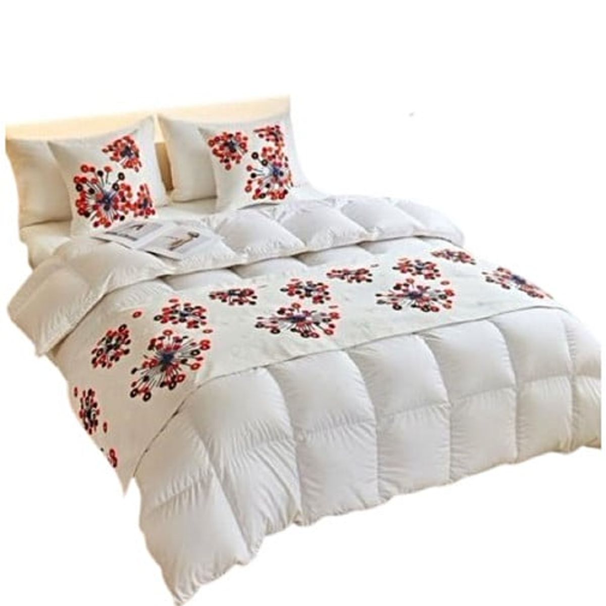 GENERICO - JUEGO DE PIECERA DE CAMA CON 2 FUNDAS MODELO BORDADO1 MAS COJIN