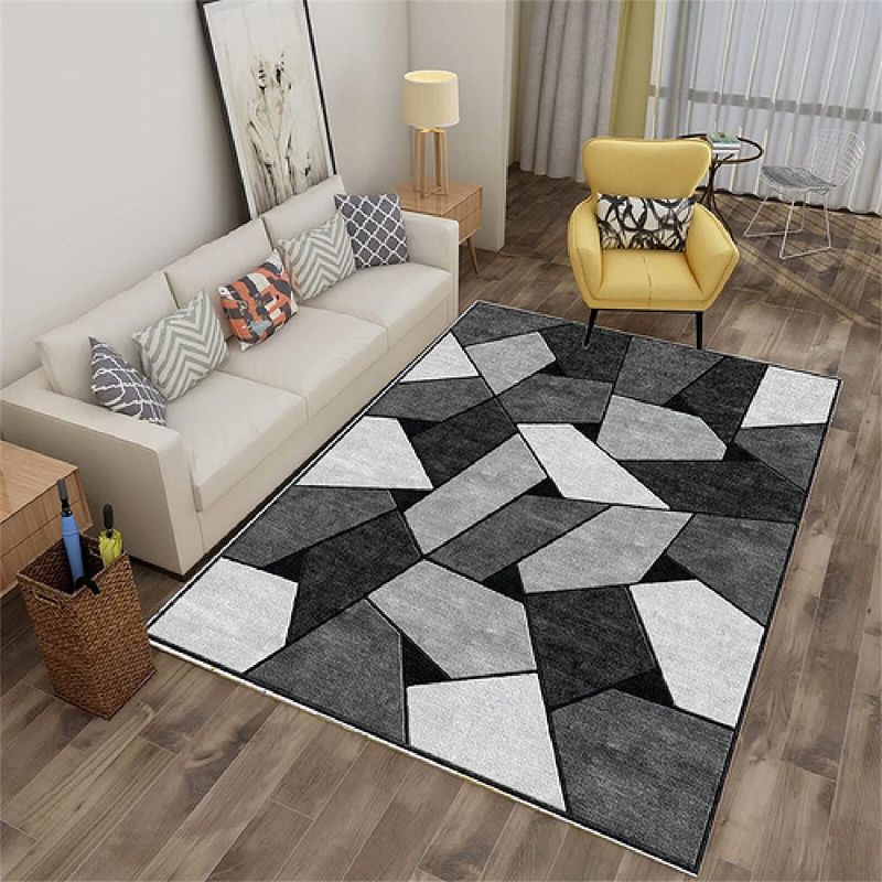 GENERICO - Alfombra 160x200 delgada diseño gris piedra antideslizante wym