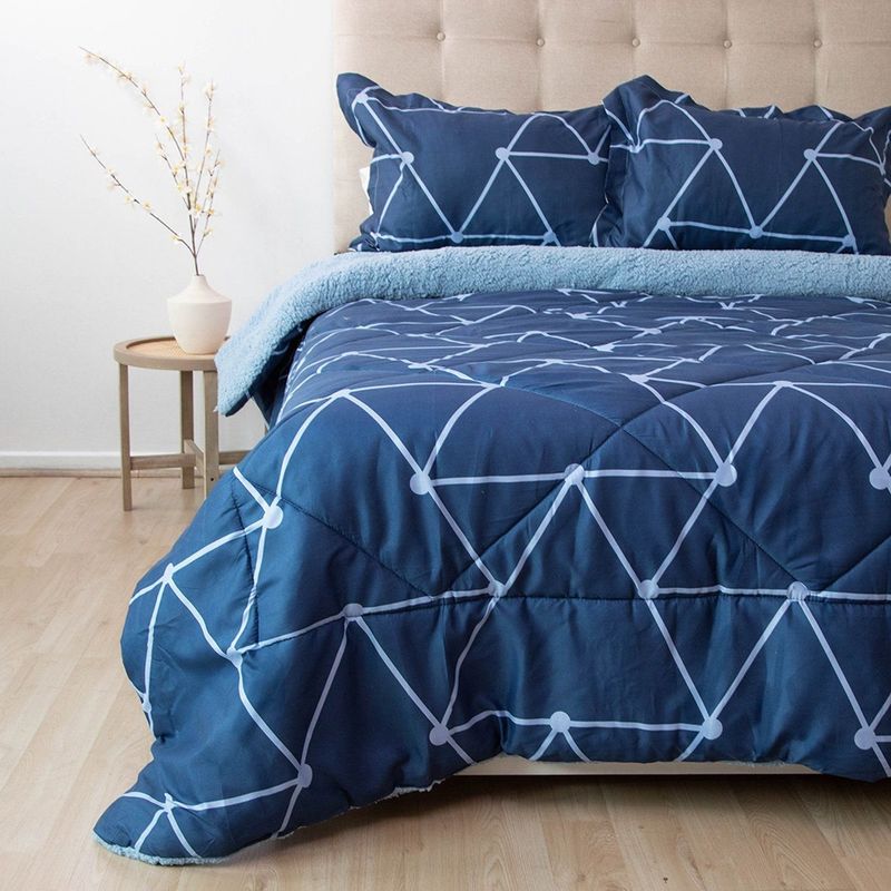 DORAL - Plumón sherpa estampado king celeste