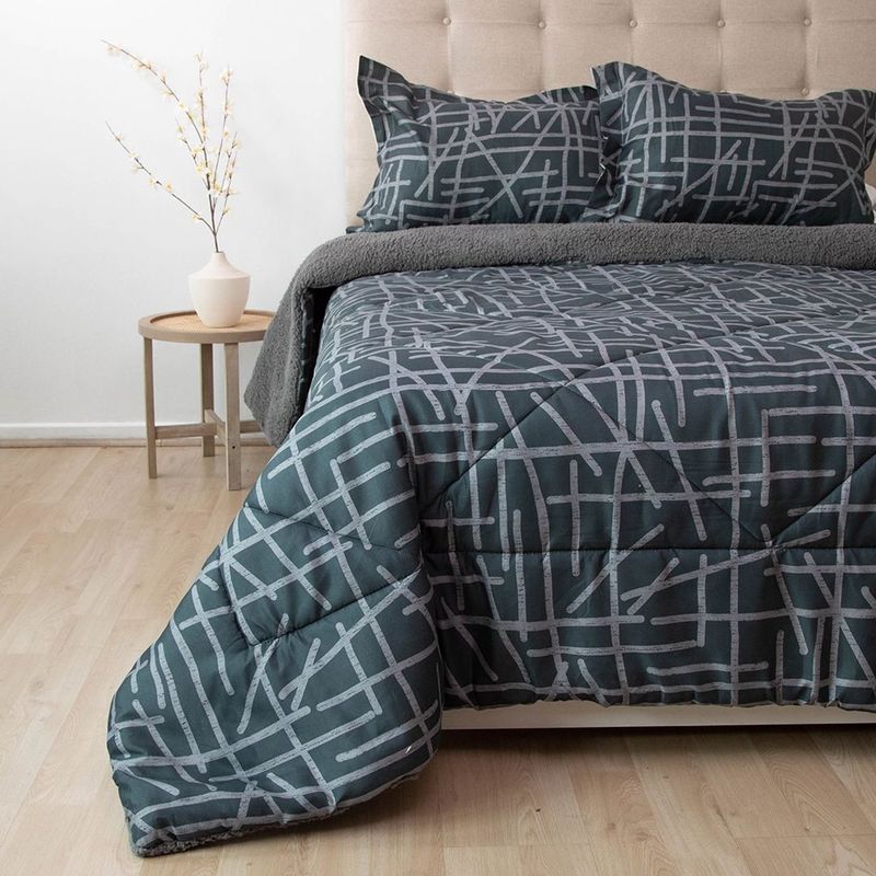 DORAL - Plumón sherpa estampado king gris