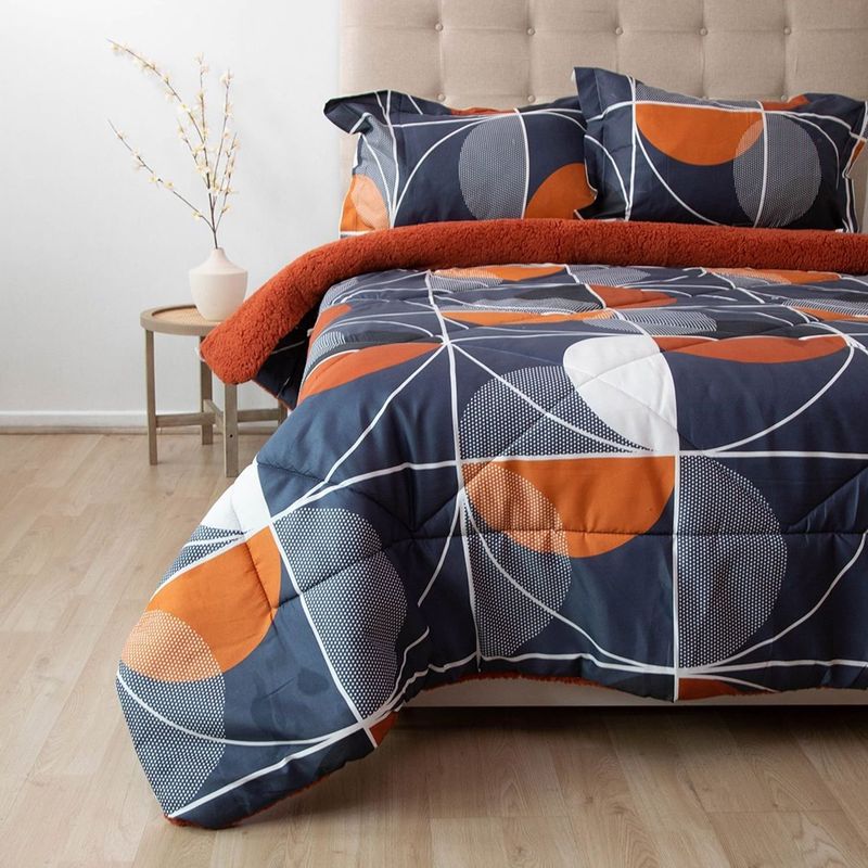DORAL - Plumón sherpa estampado king terracota