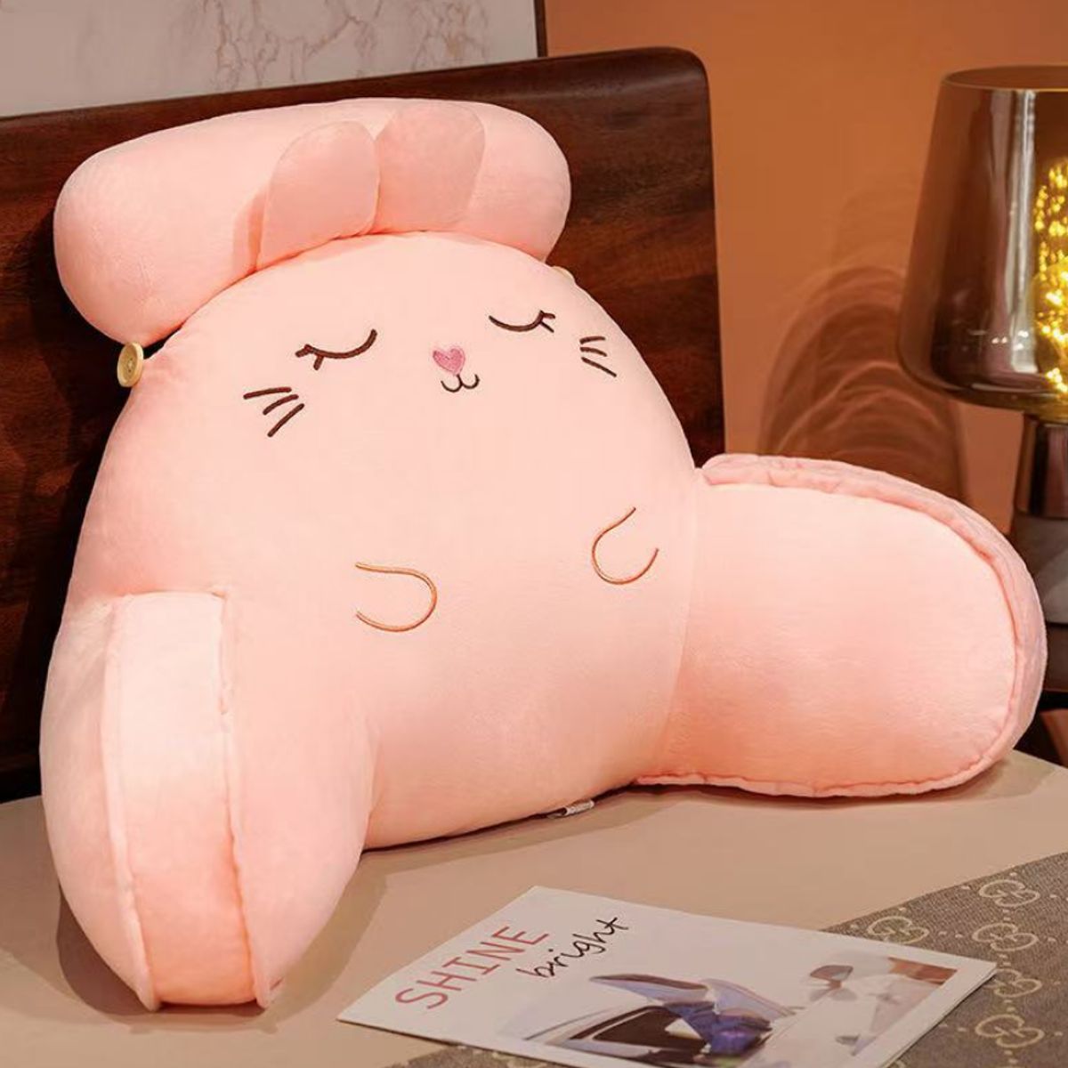 GENERICO - Almohada Para Respaldo De Cama Cojín Para Sofá Con Brazos Conejo