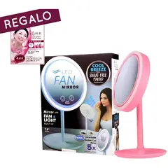 OEM - Espejo De Maquillaje Con Luz Led Y Ventilador - ROSADO