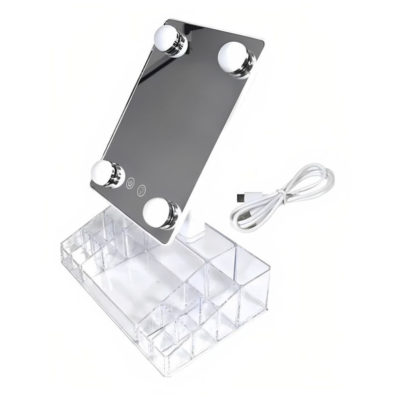 OEM - Organizador De Joyas Con Espejo Rectangular Y Luz Led