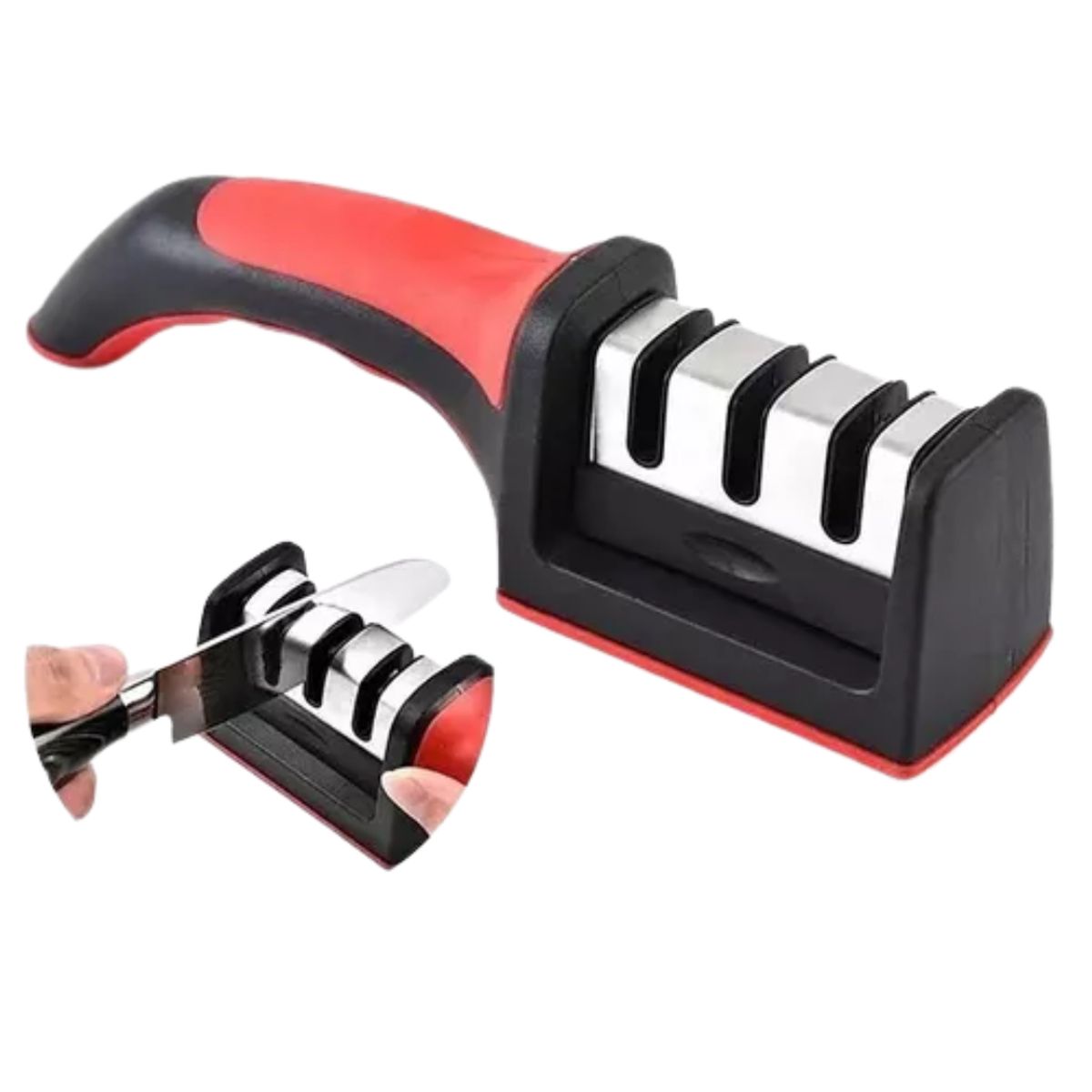 GENERICO - Afilador Manual de Cuchillos con 3 Ranuras Antideslizante