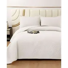 GENERICO - COBERTOR DE LUJO QUILT VERANO 2 PLAZAS BLANCO