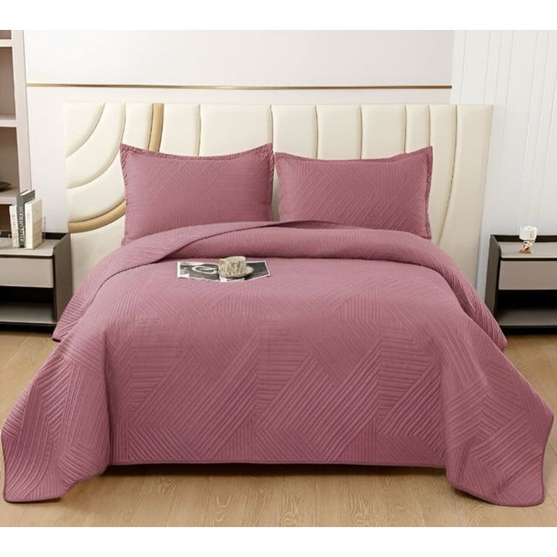 GENERICO - COBERTOR QUILT DELGADO VERANO PLAZA Y MEDIA ROSA