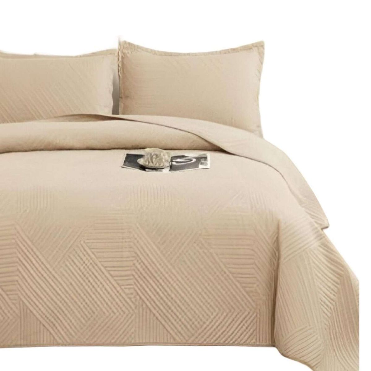 GENERICO - COBERTOR DE LUJO QUILT VERANO PLAZA Y MEDIA BEIGE