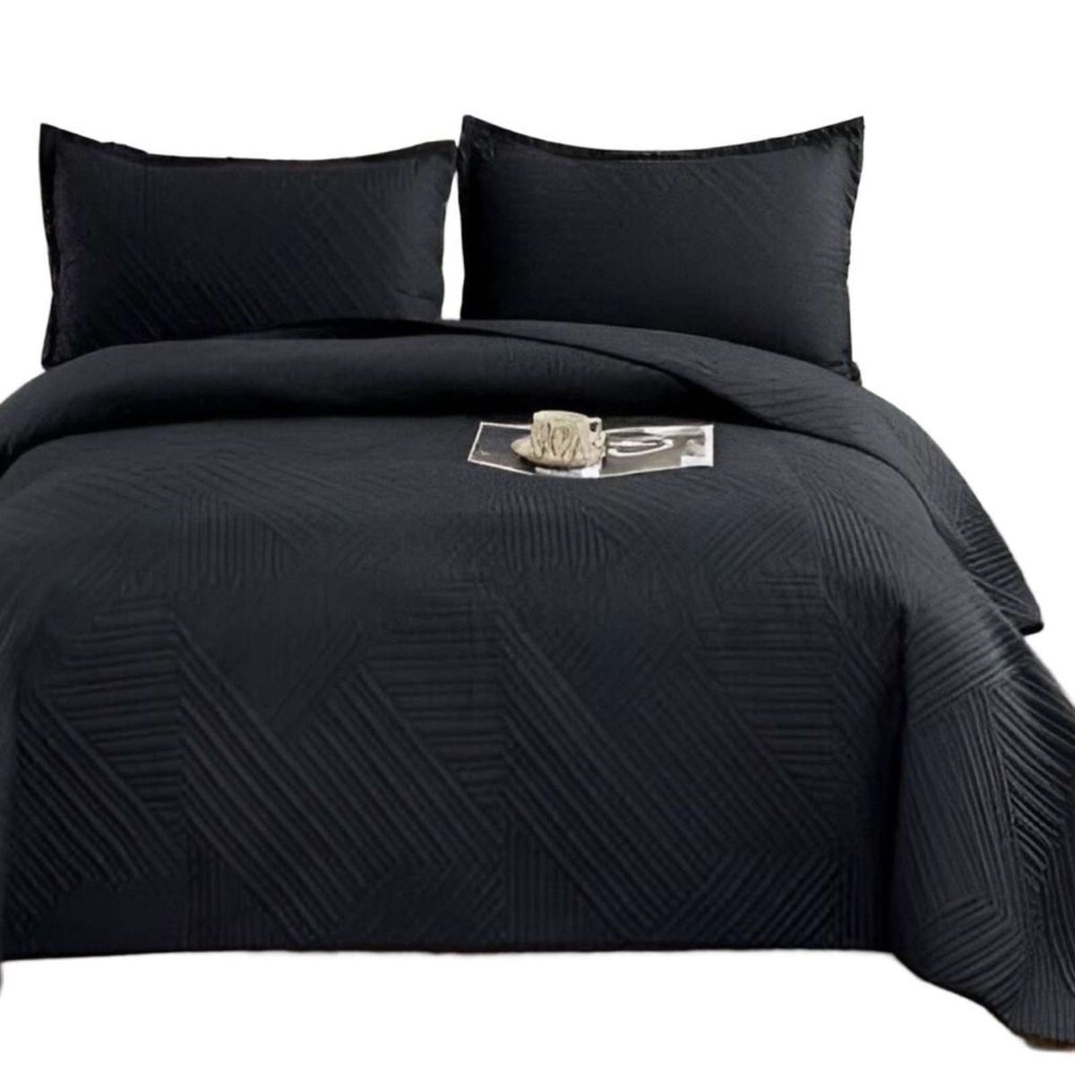 GENERICO - COBERTOR DE LUJO QUILT VERANO KING - SUPER KING NEGRO