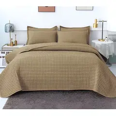 GENERICO - COBERTOR QUILT DELGADO VERANO 2 PLAZAS CAQUI