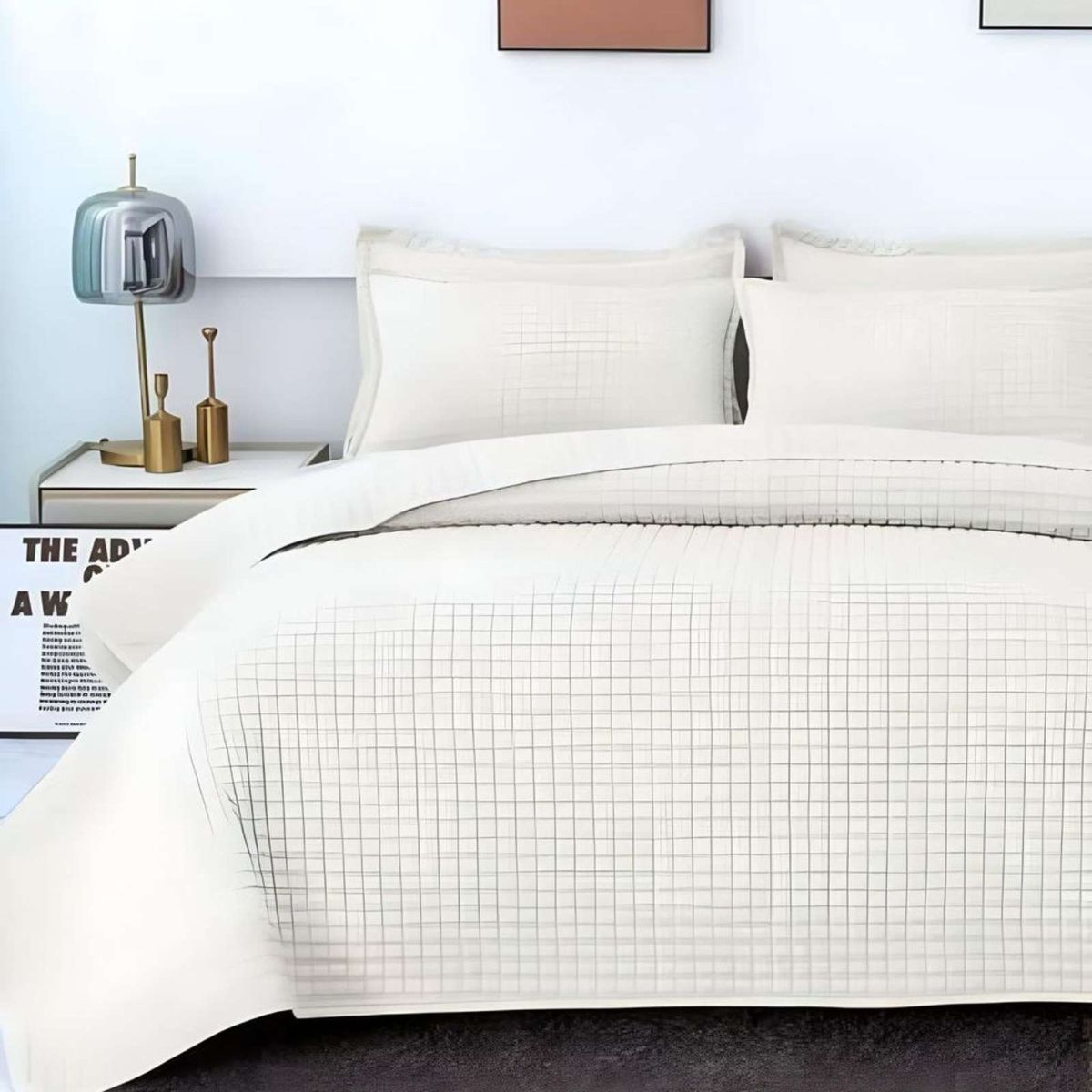 GENERICO - COBERTOR DE LUJO QUILT VERANO PLAZA Y MEDIA BLANCO