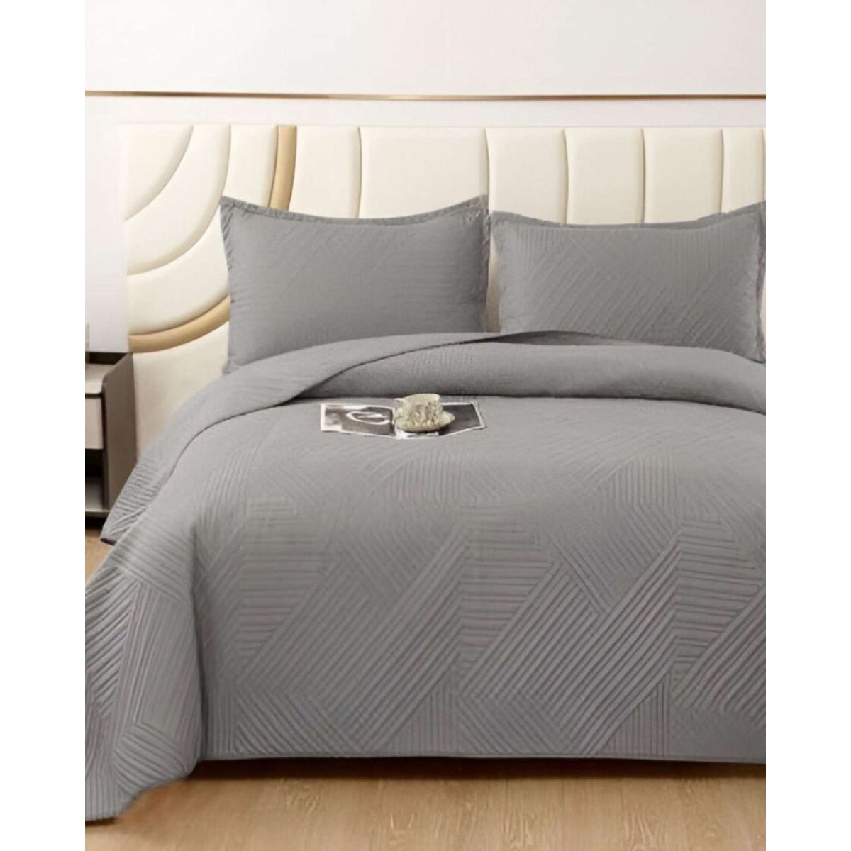 GENERICO - COBERTOR DE LUJO QUILT VERANO 2 PLAZAS GRIS