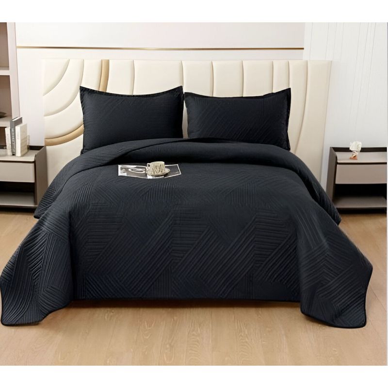GENERICO - COBERTOR QUILT DELGADO VERANO 2 PLAZAS NEGRO