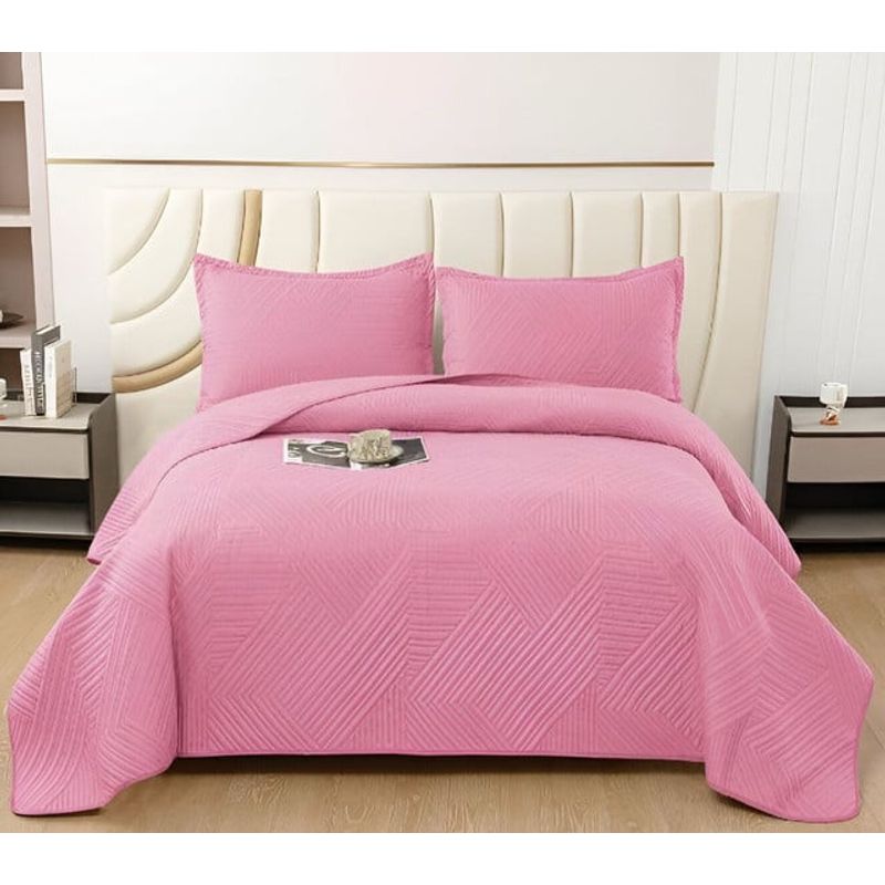 GENERICO - COBERTOR QUILT DELGADO VERANO 2 PLAZAS ROSADO