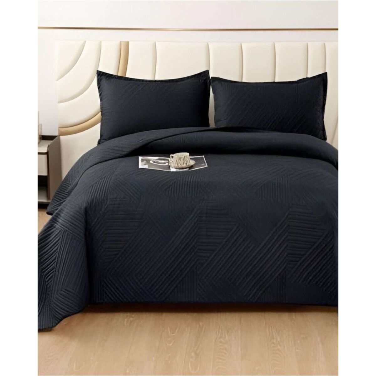 GENERICO - COBERTOR DE LUJO QUILT VERANO KING - SUPER KING NEGRO