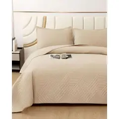 GENERICO - COBERTOR DE LUJO QUILT VERANO KING - SUPER KING BEIGE