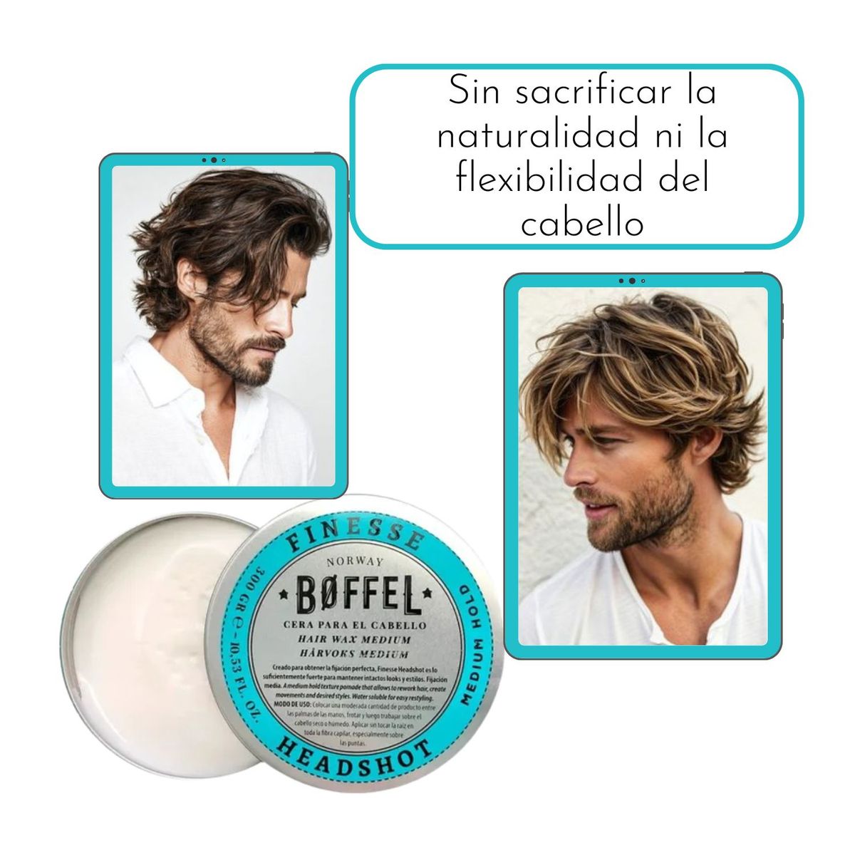 BOFFEL - Cera Medium Para Cabello  Boffel 300gr Suave y Fijacion Perfecta