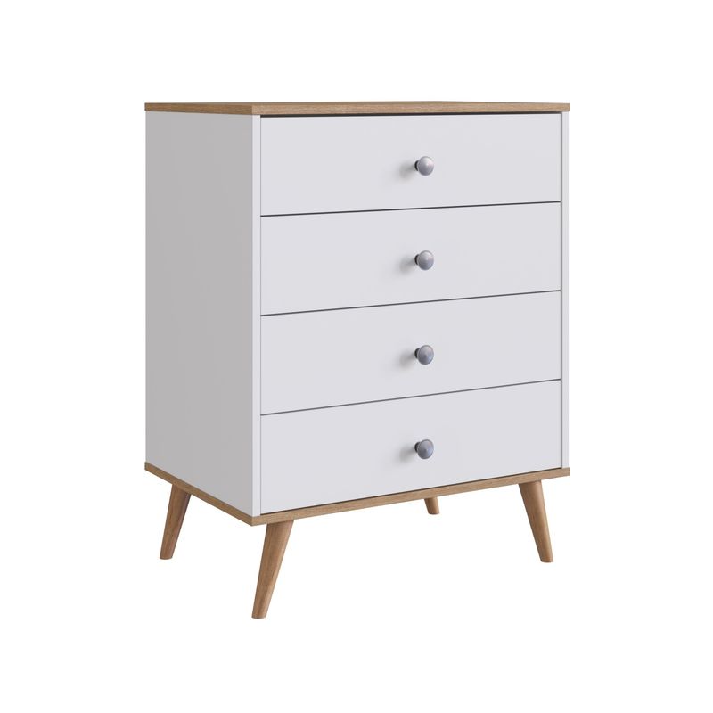 DF HOME - Comoda 4 Cajones Emovell Blanco Castaño B27.069
