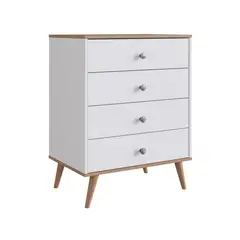 DF HOME - Comoda 4 Cajones Emovell Blanco Castaño B27.069