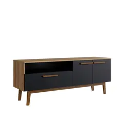 DF HOME - Rack Tv Barcelona Emovell Negro Castaño B170071